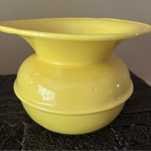 Antique Bright Yellow Glazed Ceramic Spitton Cuspidor 6" high x 7.75" diameter